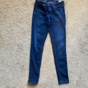 AG Adriano Goldschmied Dark Blue High Rise Skinny Ankle Jeans Size 25R Pockets